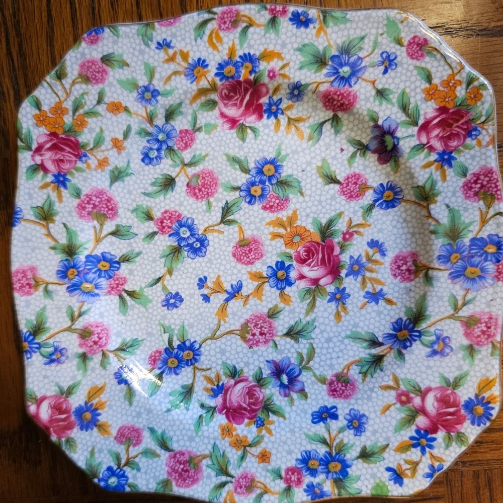 Royal Winton Grimwades Old Cottage Chintz 7pc Sandwich Tray and 6 Plate Set